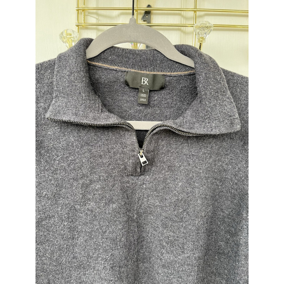 Banana Republic Italian Merino Wool Half Zip Sweater Gray Size L - Picture 12 of 13